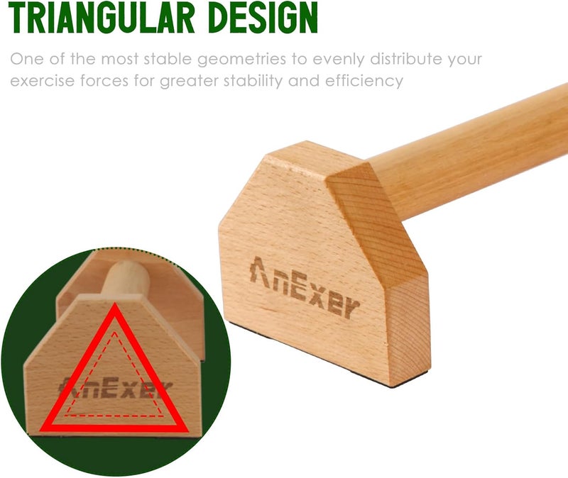AnExer Push Up Stands, Handstand Parallettes Bars, Solid Wood Push Up Bars with Non-Slip Mat Push up Handles for Floor Exercise Home Workout Equipment for Men & Women Strength Training - Image 4